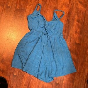 size xs shein blue ruffled cutout romper